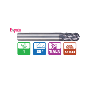 Four flute solid carbide standard length ball end mill.